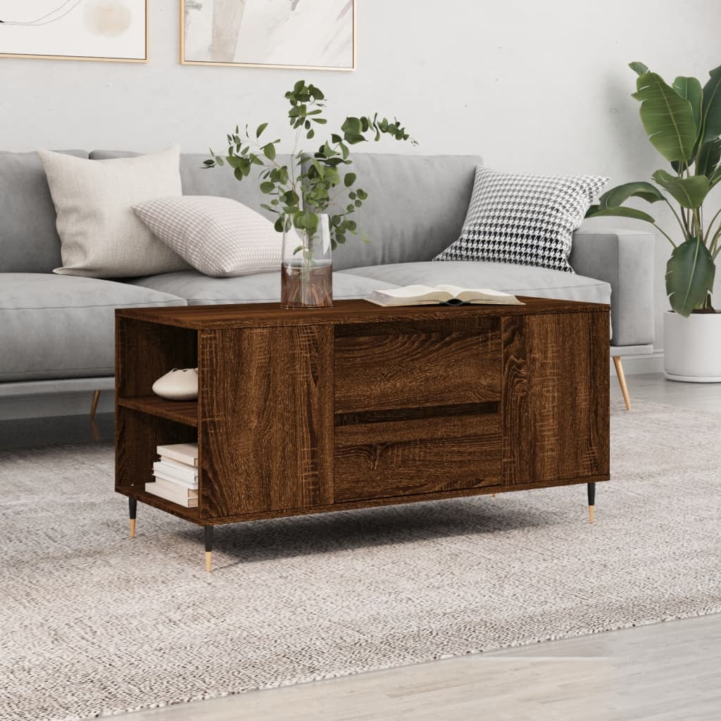 Table basse chêne marron 102x44,5x50 cm bois d’ingénierie - Tables basses