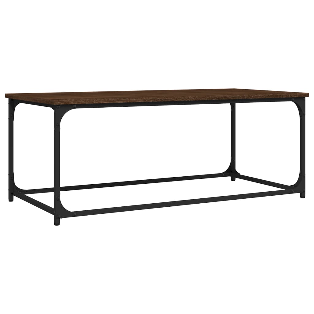 Table basse Chêne marron 102x50x40 cm Bois d’ingénierie et fer - Tables basses