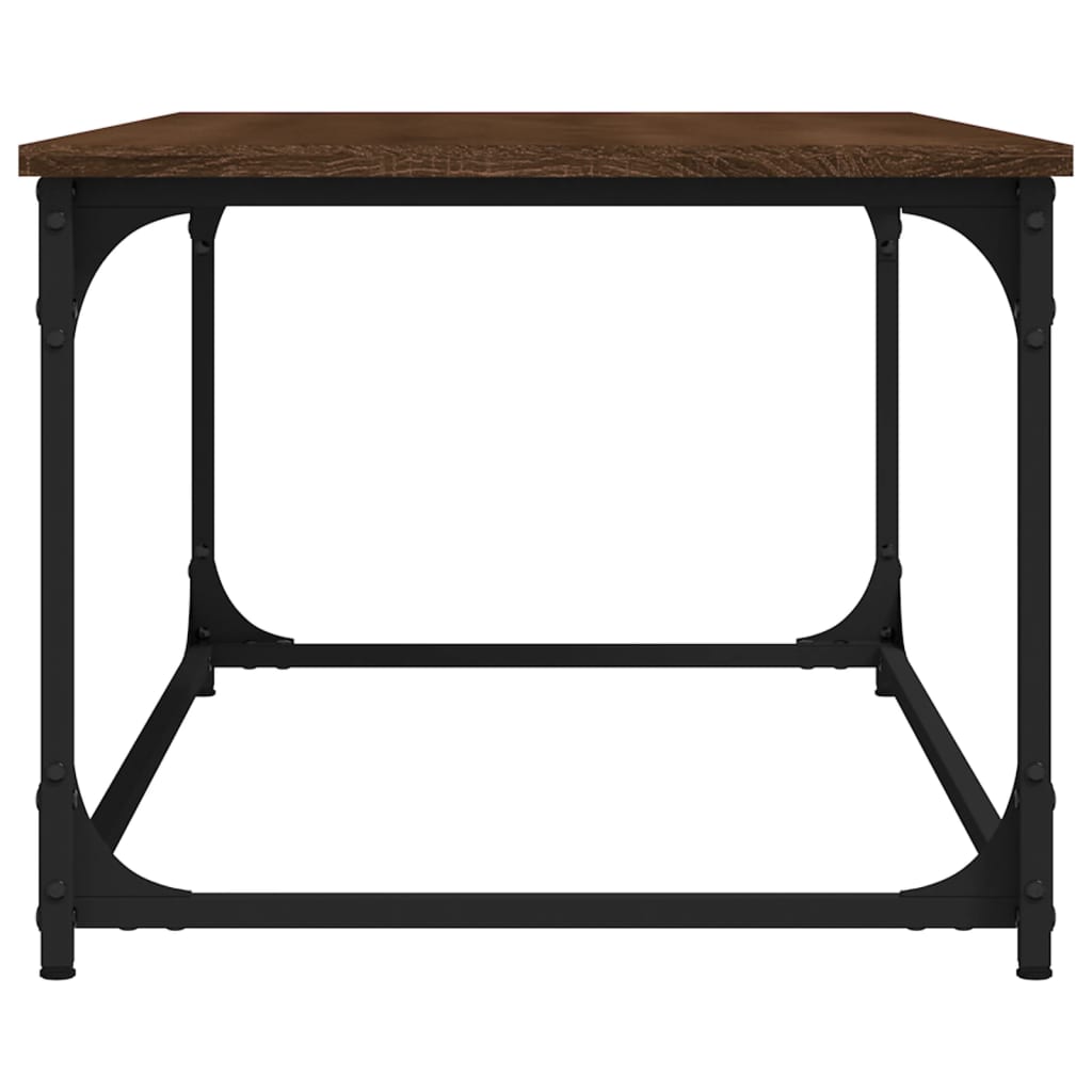 Table basse Chêne marron 102x50x40 cm Bois d’ingénierie et fer - Tables basses