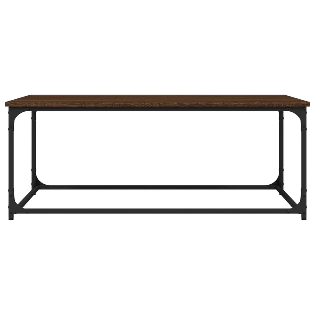 Table basse Chêne marron 102x50x40 cm Bois d’ingénierie et fer - Tables basses
