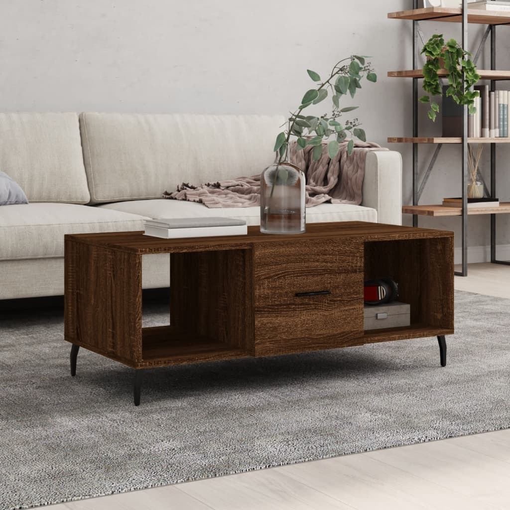 Table basse chêne marron 102x50x40 cm bois d’ingénierie - Tables basses