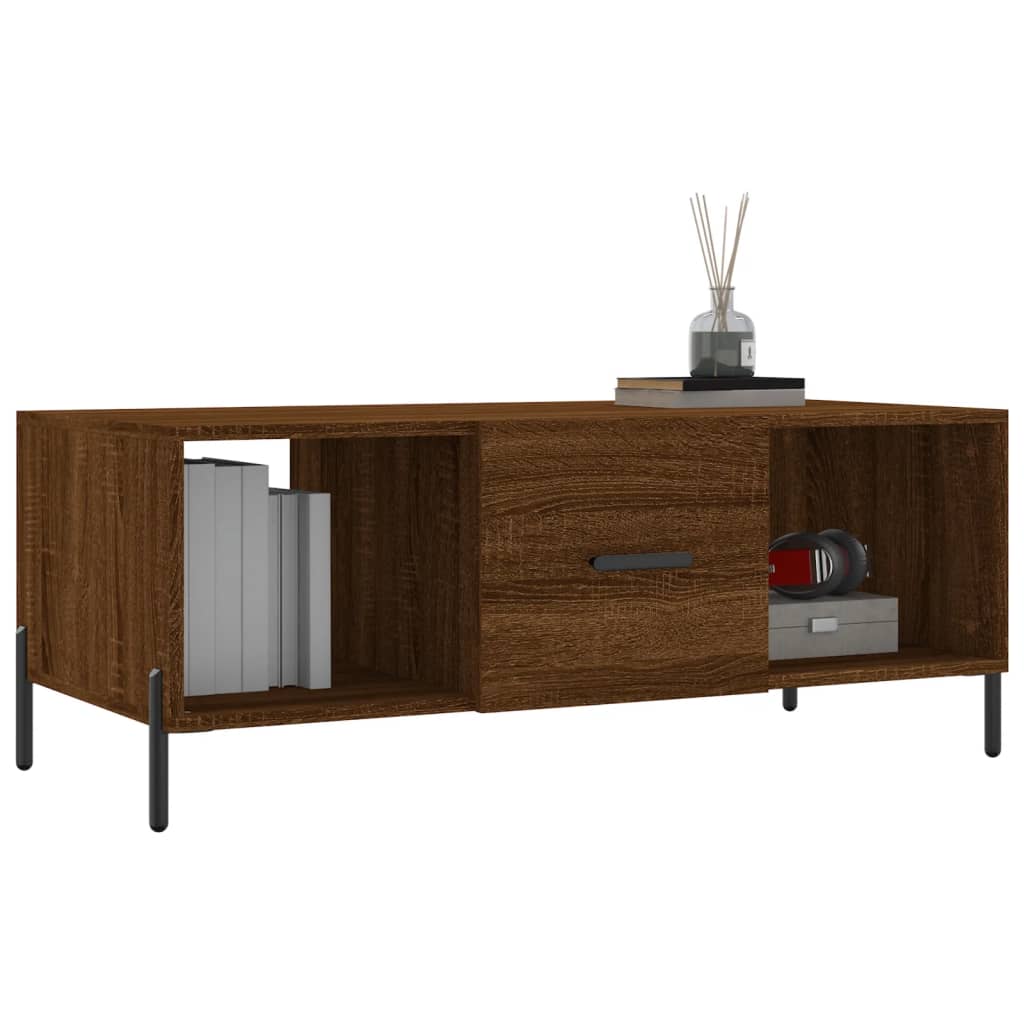 Table basse chêne marron 102x50x40 cm bois d’ingénierie - Tables basses