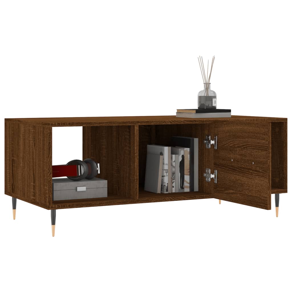 Table basse chêne marron 102x50x40 cm bois d’ingénierie - Tables basses