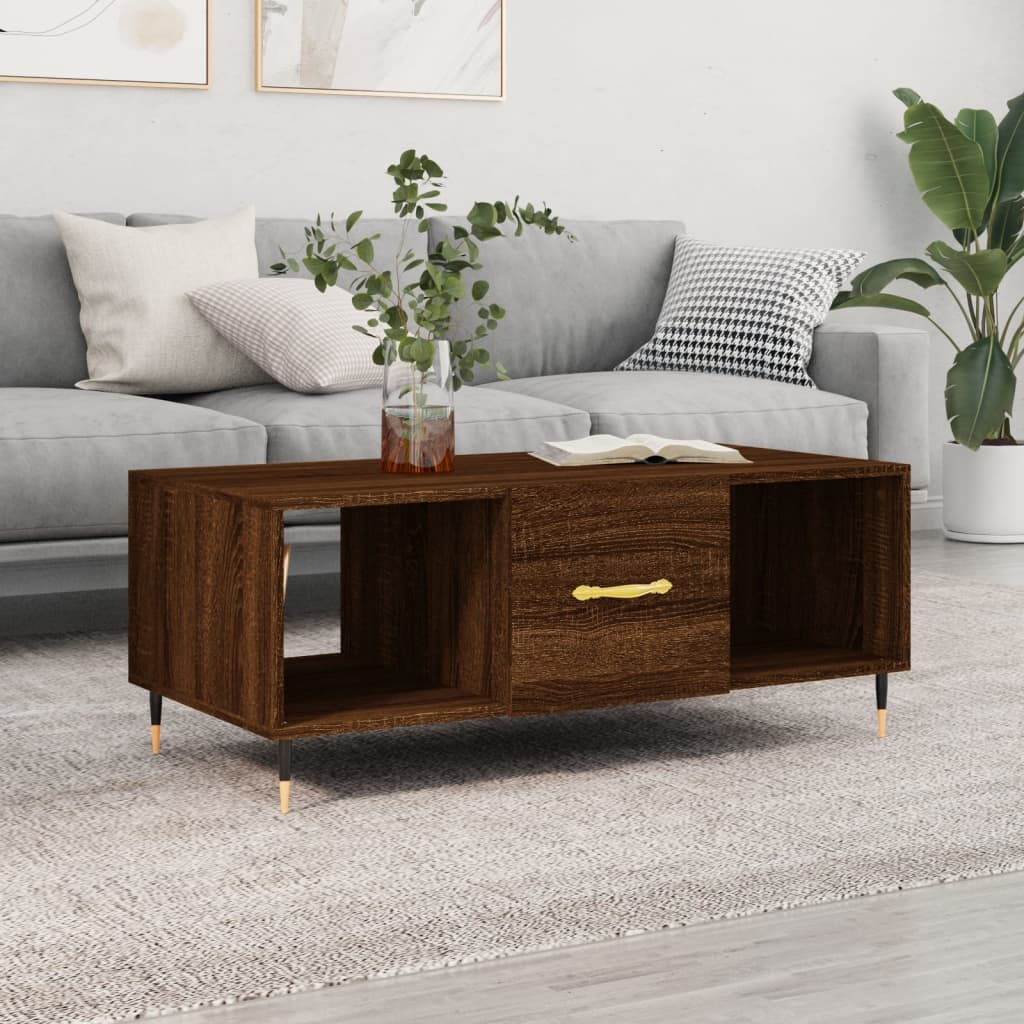 Table basse chêne marron 102x50x40 cm bois d’ingénierie - Tables basses