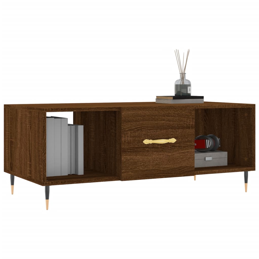 Table basse chêne marron 102x50x40 cm bois d’ingénierie - Tables basses