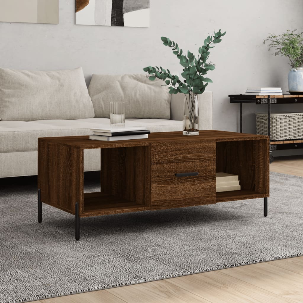 Table basse chêne marron 102x50x40 cm bois d’ingénierie - Tables basses