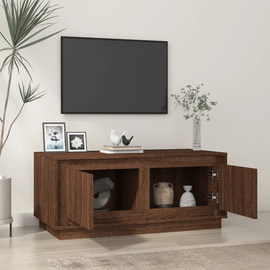 Table basse chêne marron 102x50x44 cm bois d’ingénierie - Tables basses