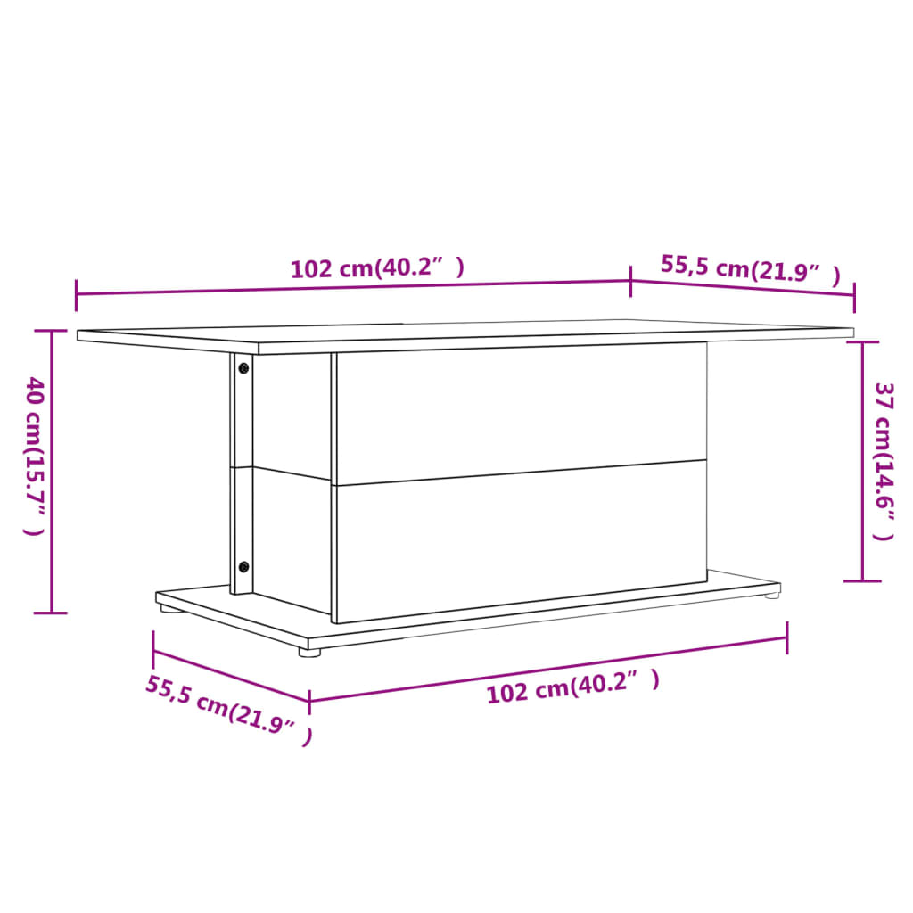 Table basse chêne marron 102x55,5x40 cm bois d’ingénierie - Tables basses
