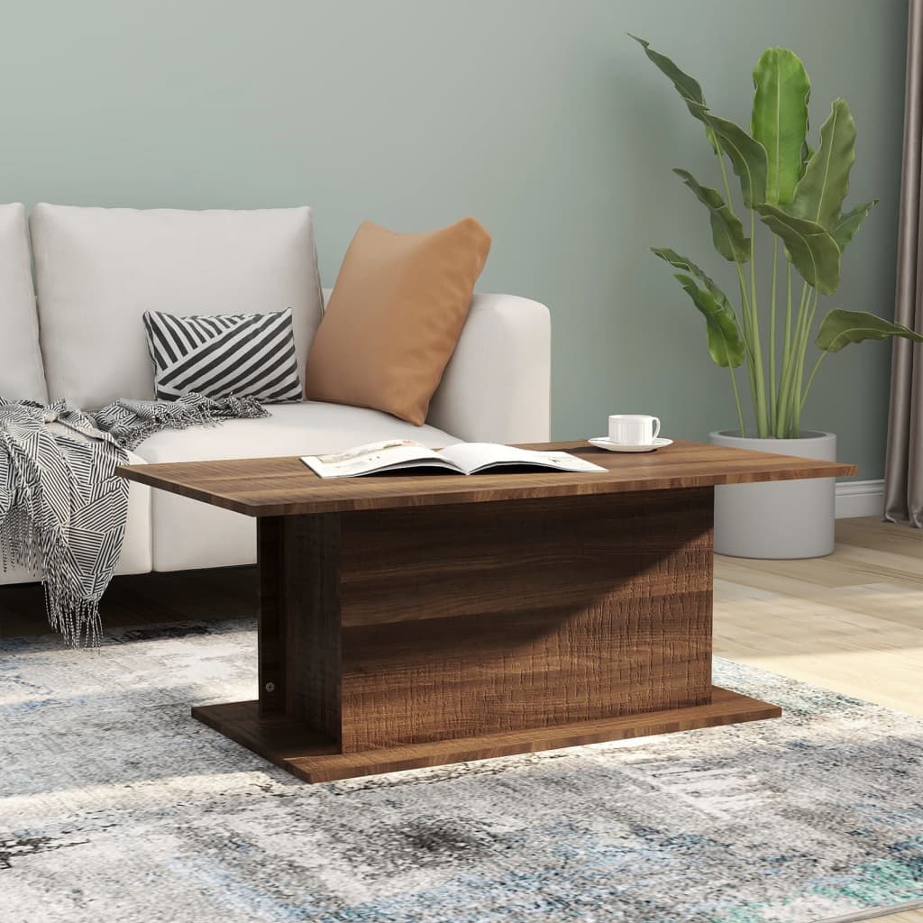 Table basse chêne marron 102x55,5x40 cm bois d’ingénierie - Tables basses