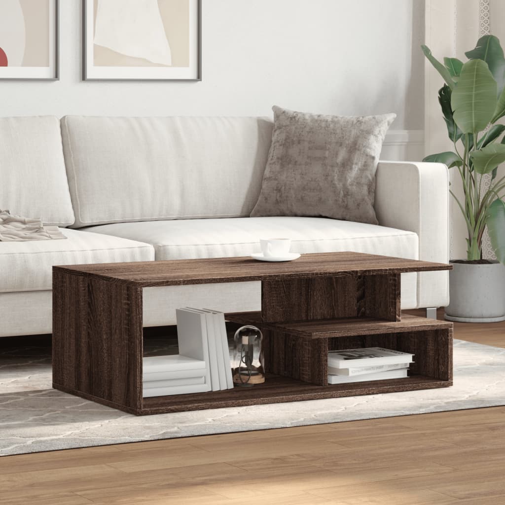 Table basse chêne marron 102x55x35 cm bois d’ingénierie - Tables basses