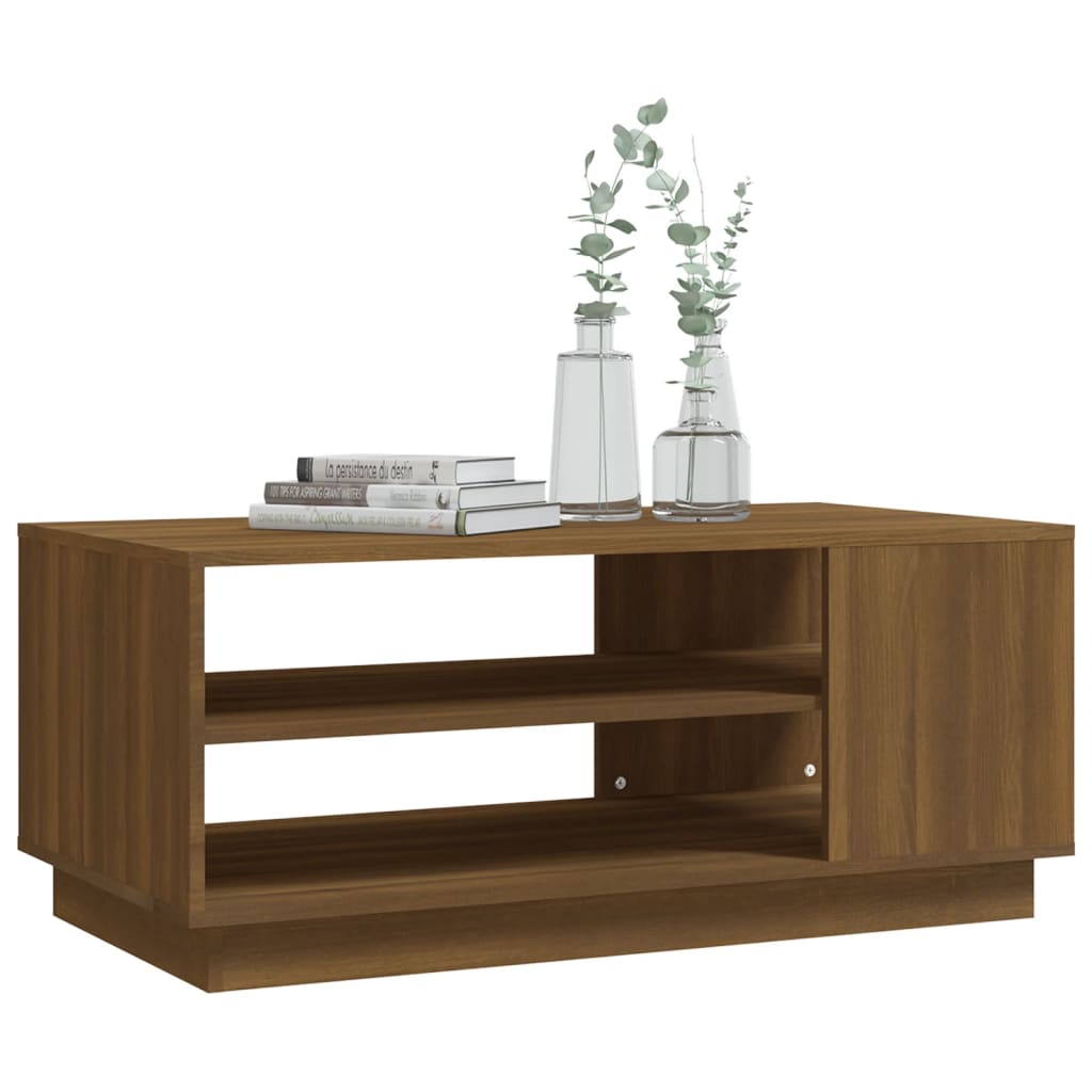 Table basse chêne marron 102x55x43 cm bois d’ingénierie - Tables basses