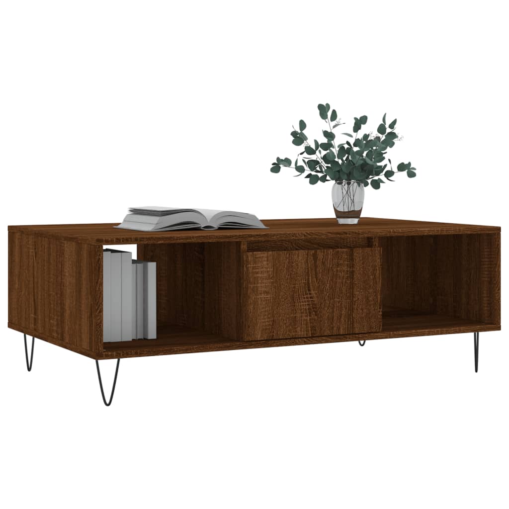 Table basse chêne marron 104x60x35 cm bois d’ingénierie - Tables basses