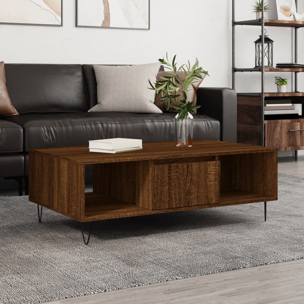 Table basse chêne marron 104x60x35 cm bois d’ingénierie - Tables basses