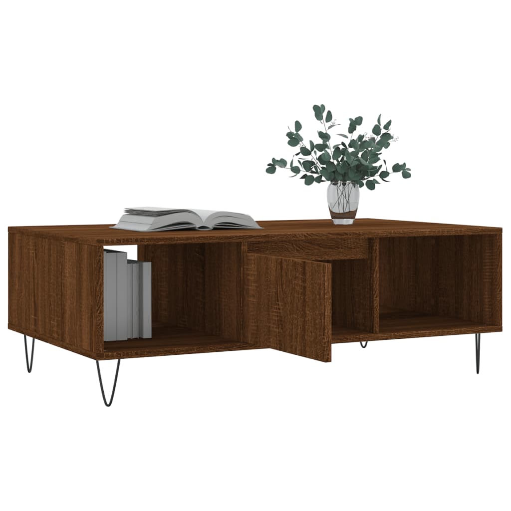 Table basse chêne marron 104x60x35 cm bois d’ingénierie - Tables basses