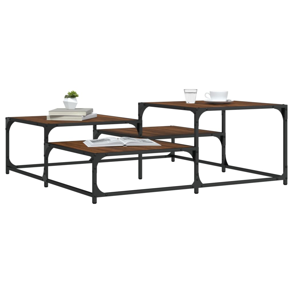 Table basse chêne marron 107x107x40 cm bois d’ingénierie - Tables basses