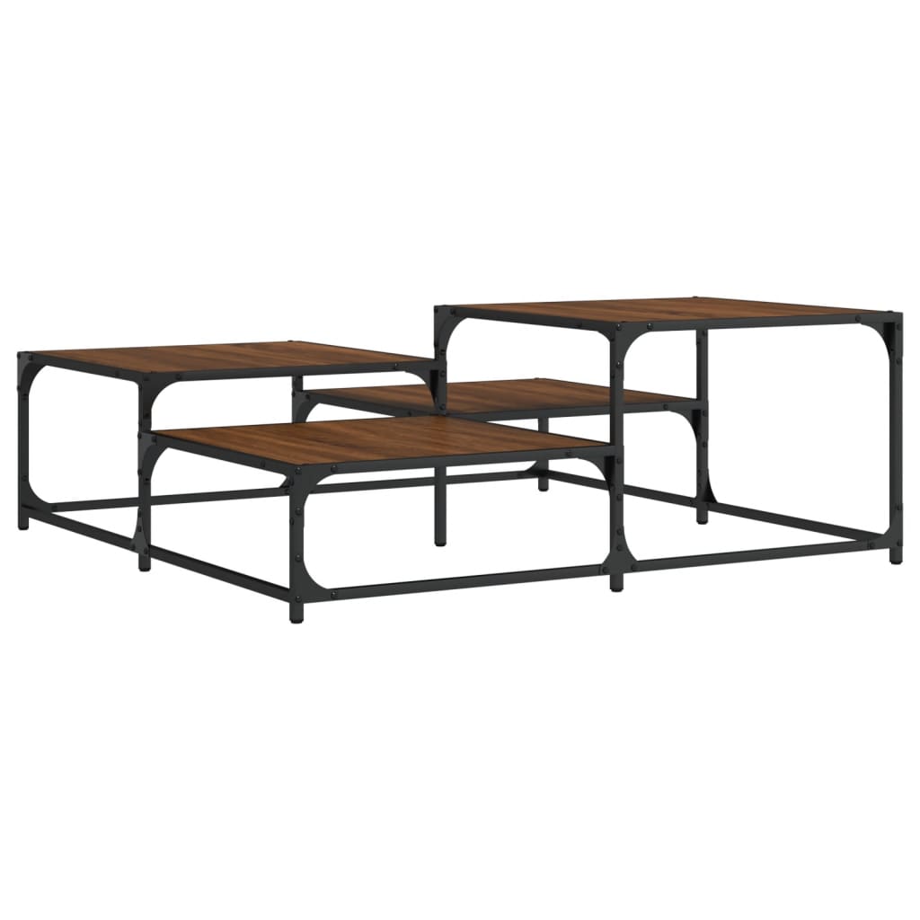 Table basse chêne marron 107x107x40 cm bois d’ingénierie - Tables basses