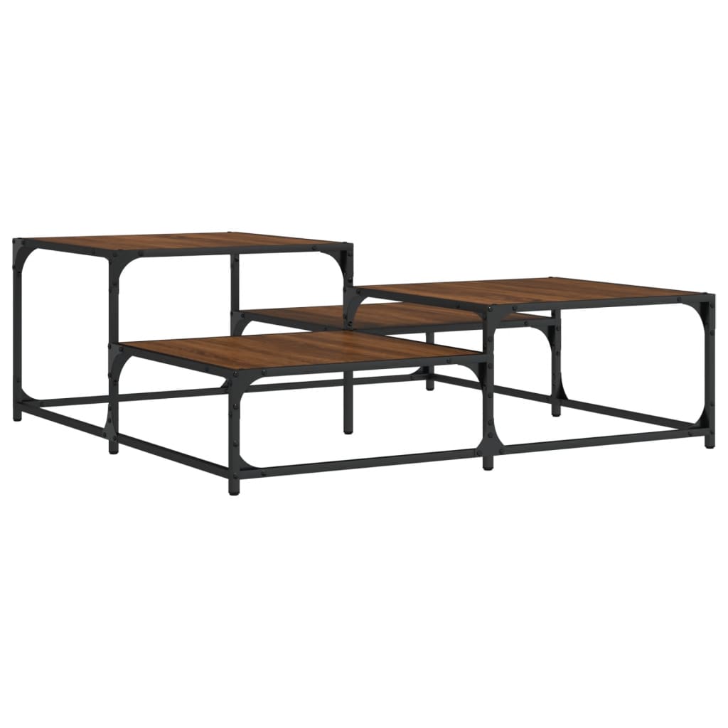 Table basse chêne marron 107x107x40 cm bois d’ingénierie - Tables basses