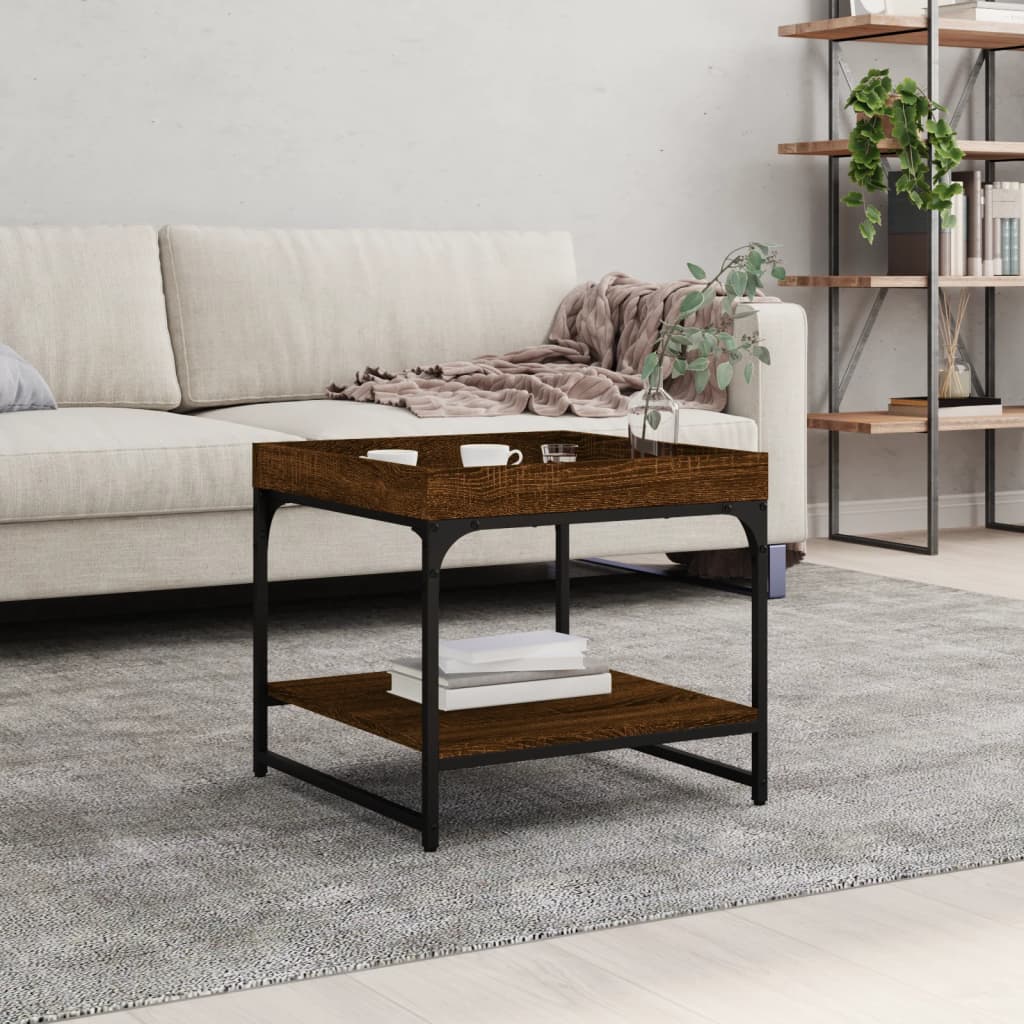 Table basse chêne marron 49,5x49,5x45 cm bois d’ingénierie - Tables basses