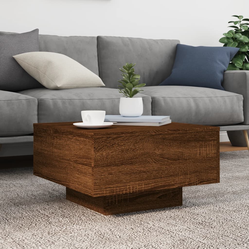 Table basse chêne marron 55x55x31 cm bois d’ingénierie - Tables basses