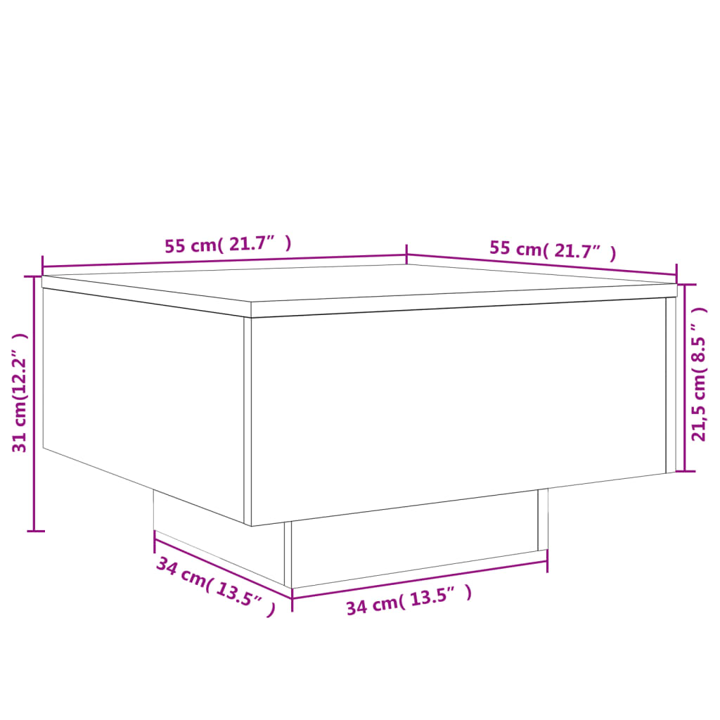 Table basse chêne marron 55x55x31 cm bois d’ingénierie - Tables basses