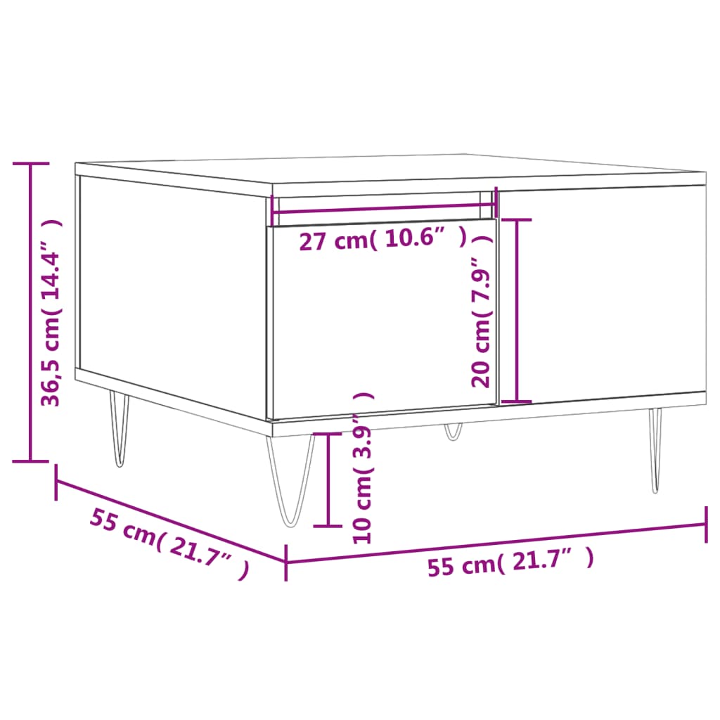 Table basse chêne marron 55x55x36,5 cm bois d’ingénierie - Tables basses