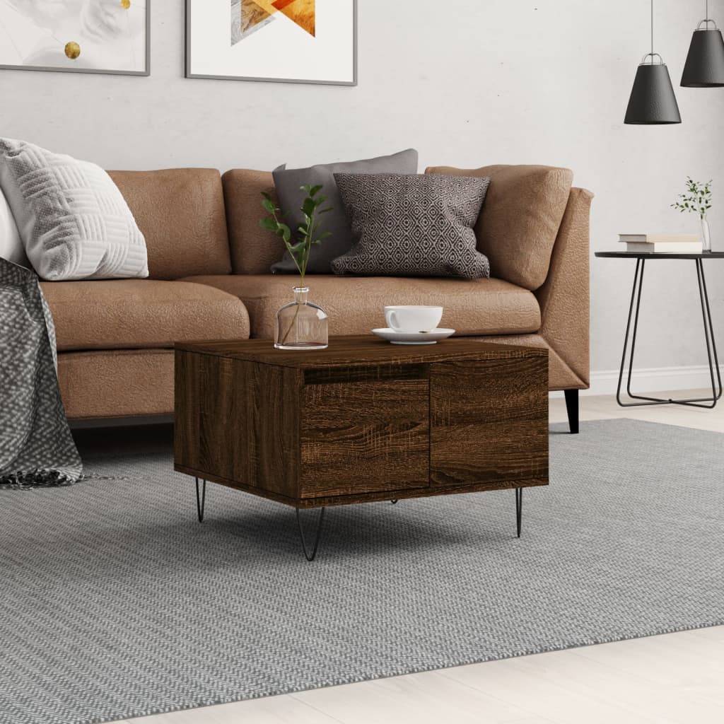 Table basse chêne marron 55x55x36,5 cm bois d’ingénierie - Tables basses