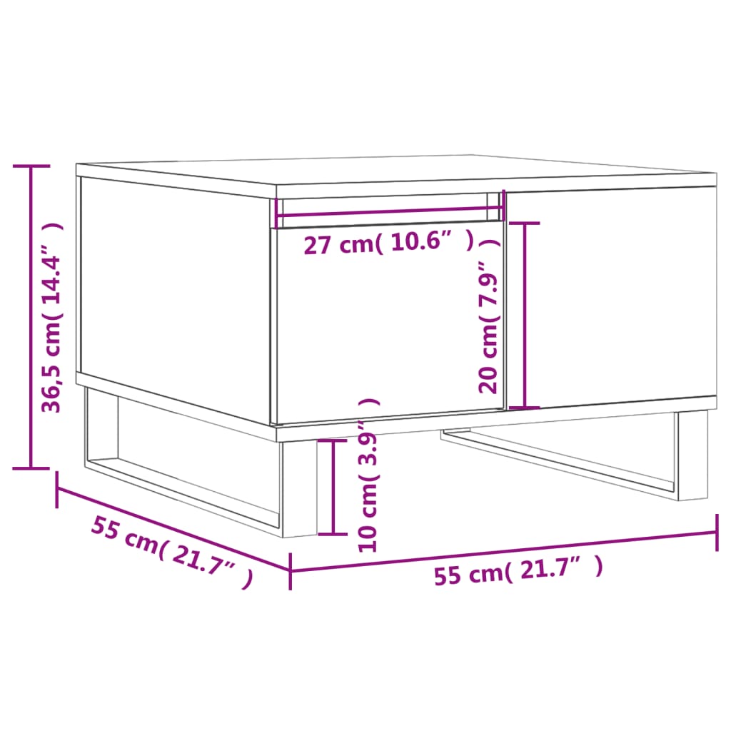 Table basse chêne marron 55x55x36,5 cm bois d’ingénierie - Tables basses