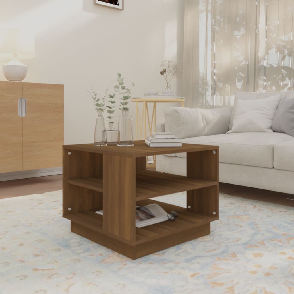 Table basse chêne marron 55x55x43 cm bois d’ingénierie - Tables basses