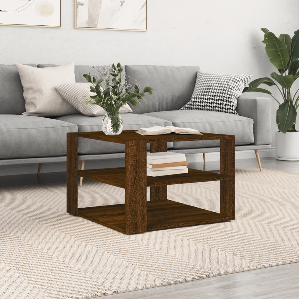 Table basse chêne marron 59,5x59,5x40 cm bois d’ingénierie - Tables basses