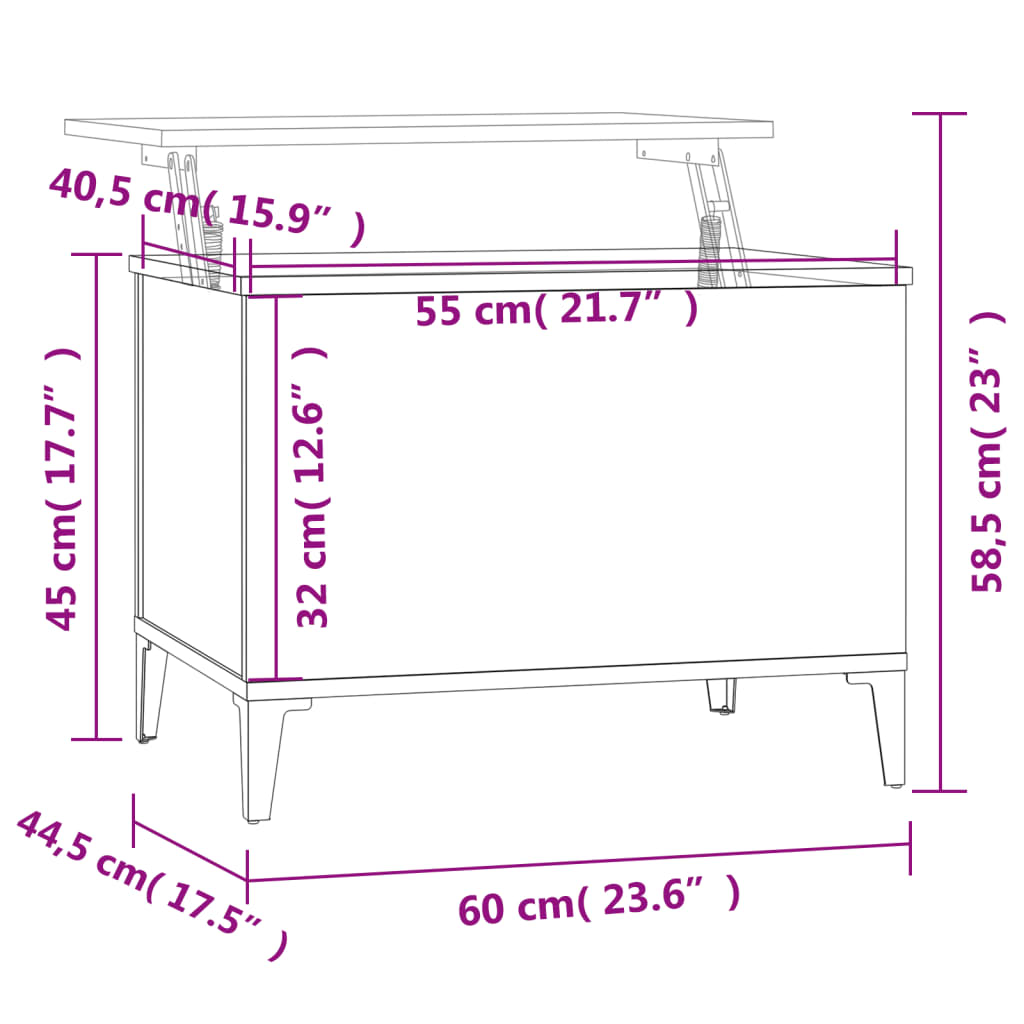 Table basse Chêne marron 60x44,5x45 cm Bois d’ingénierie - Tables basses