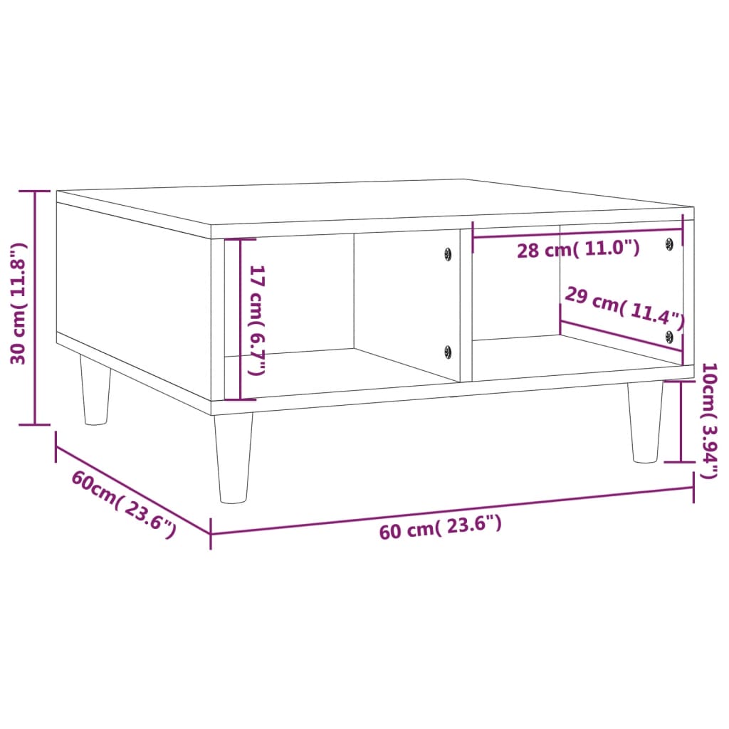 Table basse chêne marron 60x60x30 cm bois d’ingénierie - Tables basses