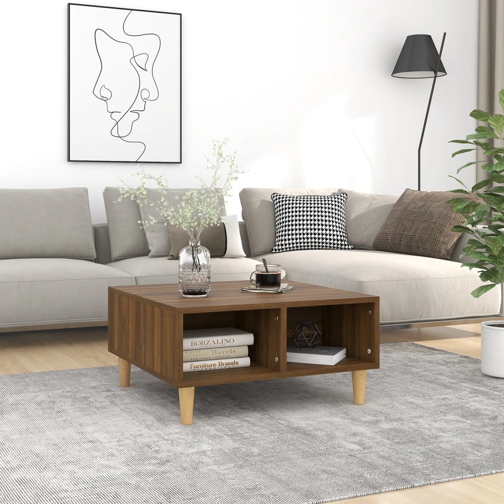 Table basse chêne marron 60x60x30 cm bois d’ingénierie - Tables basses
