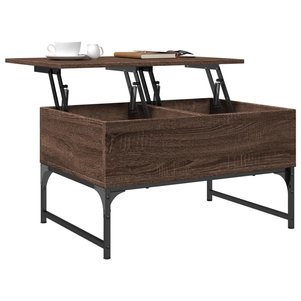Table basse chêne marron 70x50x40 cm bois d’ingénierie et métal - Tables basses