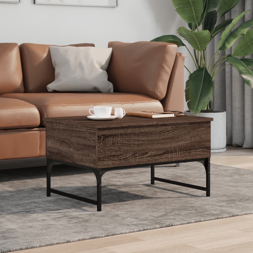 Table basse chêne marron 70x50x40 cm bois d’ingénierie et métal - Tables basses