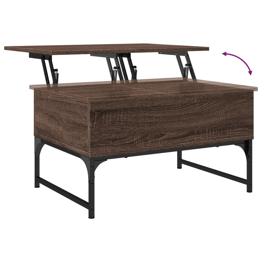 Table basse chêne marron 70x50x40 cm bois d’ingénierie et métal - Tables basses