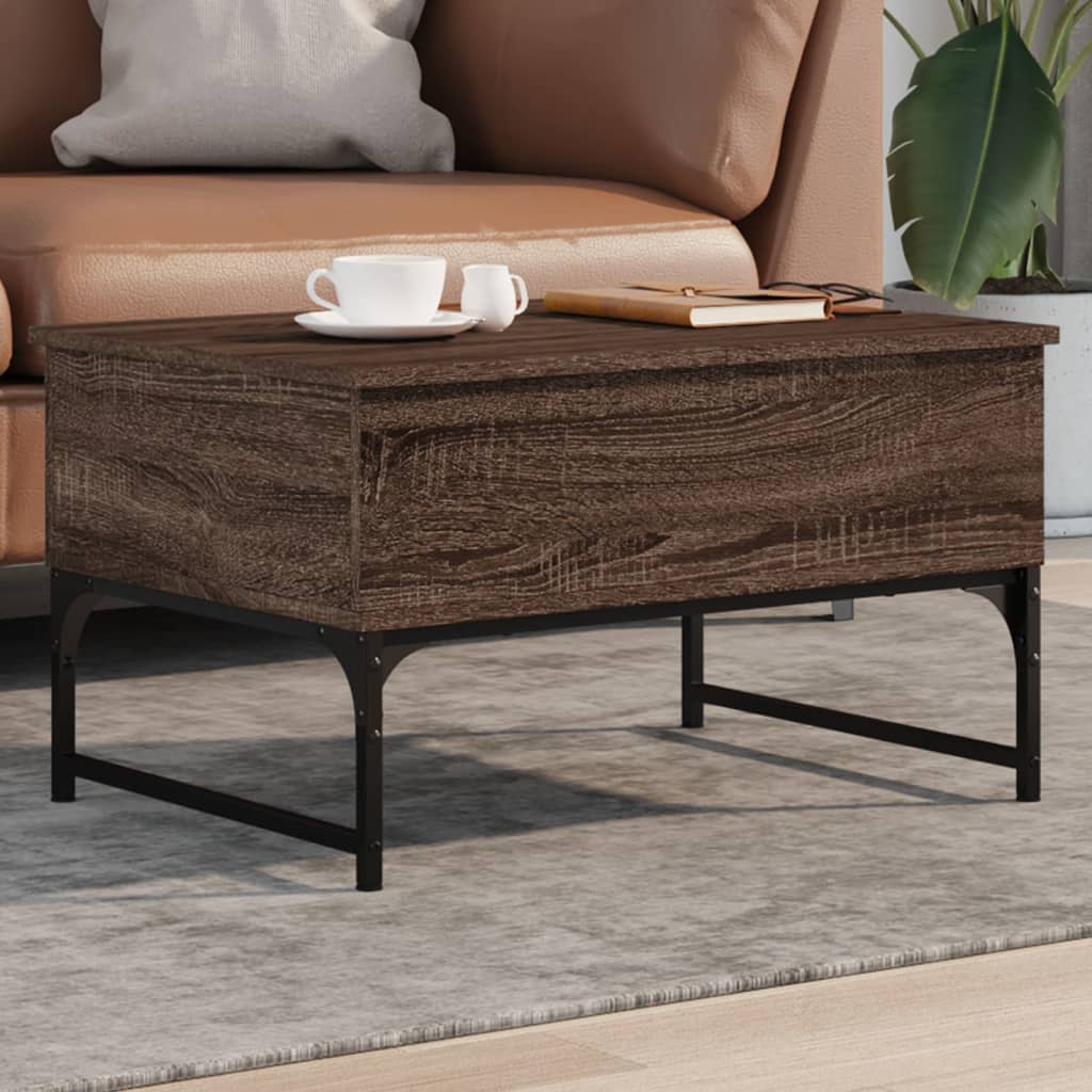Table basse chêne marron 70x50x40 cm bois d’ingénierie et métal - Tables basses