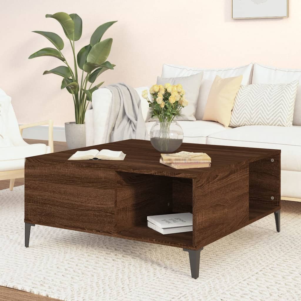 Table basse chêne marron 80x80x36,5 cm bois d’ingénierie - Tables basses