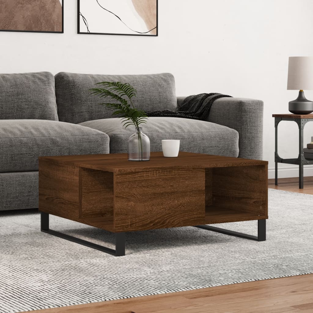Table basse chêne marron 80x80x36,5 cm bois d’ingénierie - Tables basses