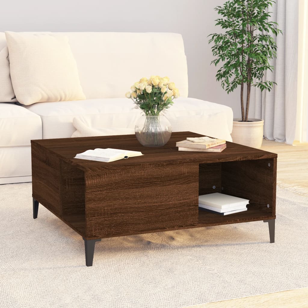 Table basse chêne marron 80x80x36,5 cm bois d’ingénierie - Tables basses