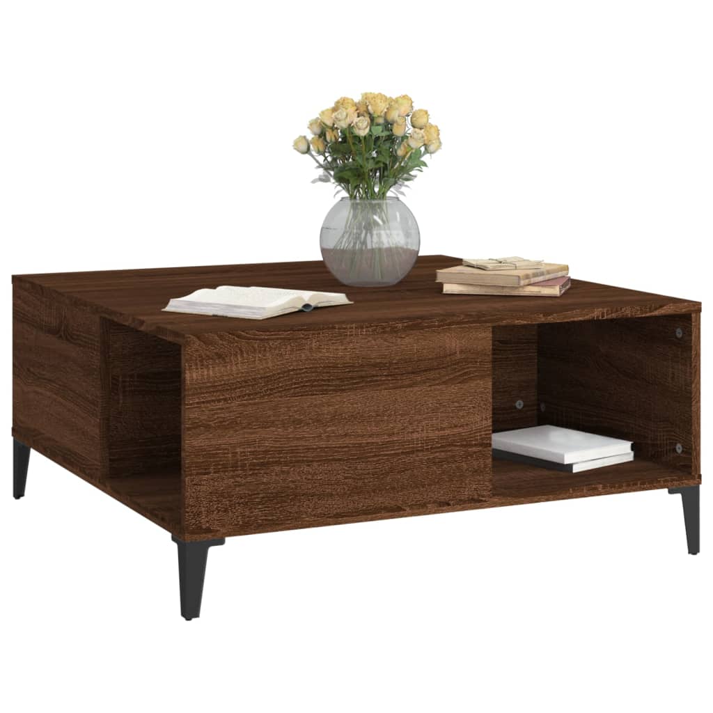 Table basse chêne marron 80x80x36,5 cm bois d’ingénierie - Tables basses