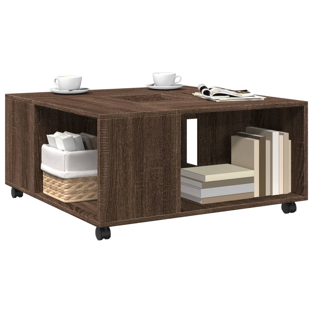 Table basse chêne marron 80x80x40 cm bois d’ingénierie - Tables basses