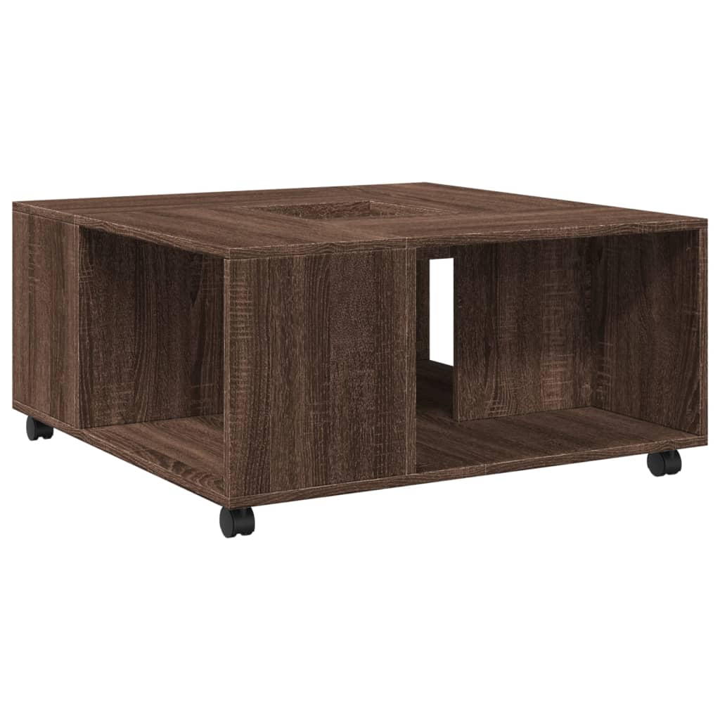 Table basse chêne marron 80x80x40 cm bois d’ingénierie - Tables basses