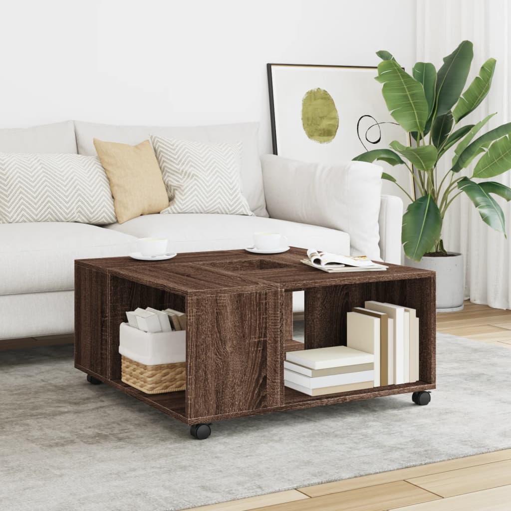 Table basse chêne marron 80x80x40 cm bois d’ingénierie - Tables basses