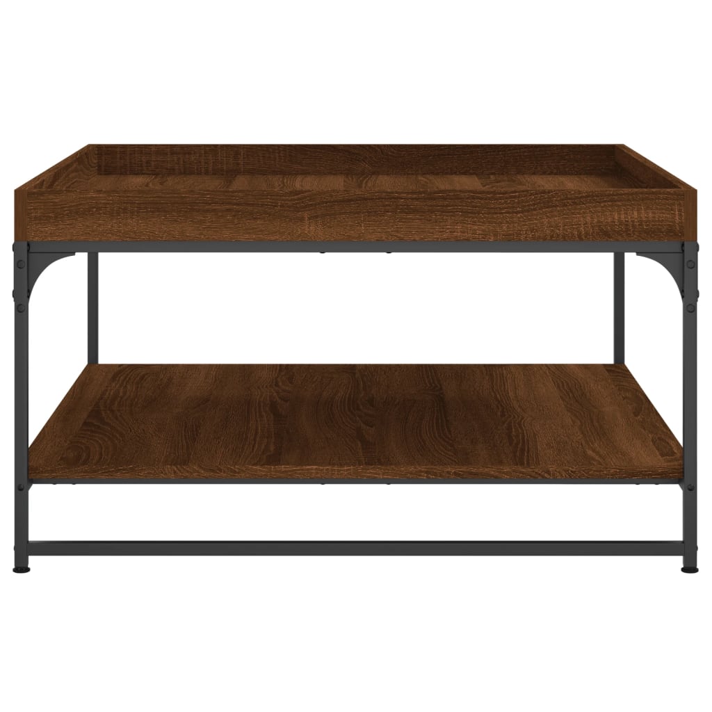 Table basse chêne marron 80x80x45 cm bois d’ingénierie et fer - Tables basses