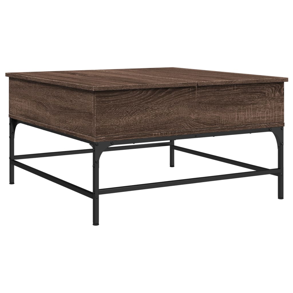 Table basse chêne marron 80x80x45 cm bois d’ingénierie et métal - Tables basses