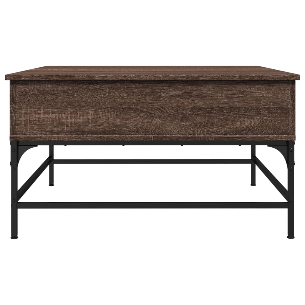 Table basse chêne marron 80x80x45 cm bois d’ingénierie et métal - Tables basses