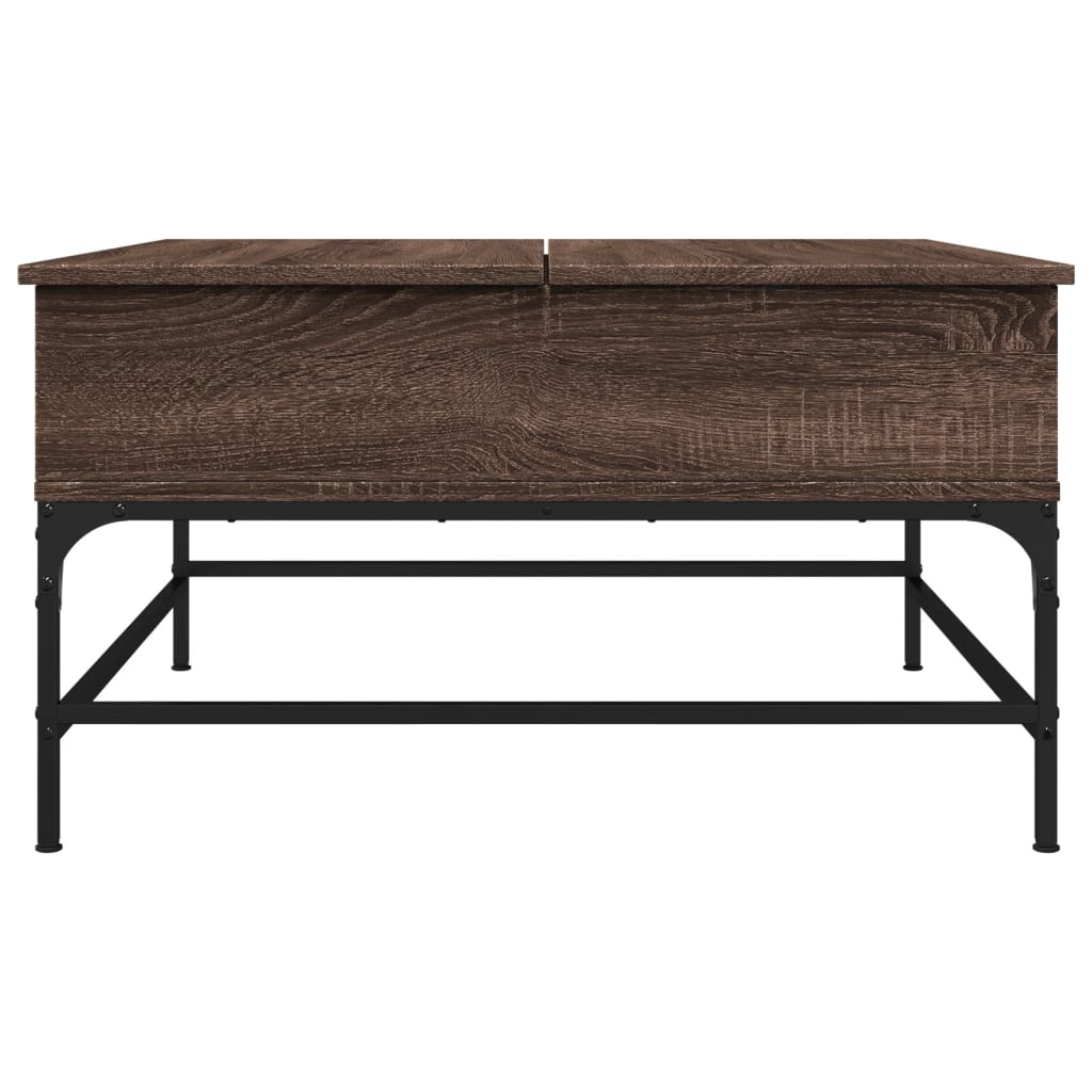 Table basse chêne marron 80x80x45 cm bois d’ingénierie et métal - Tables basses