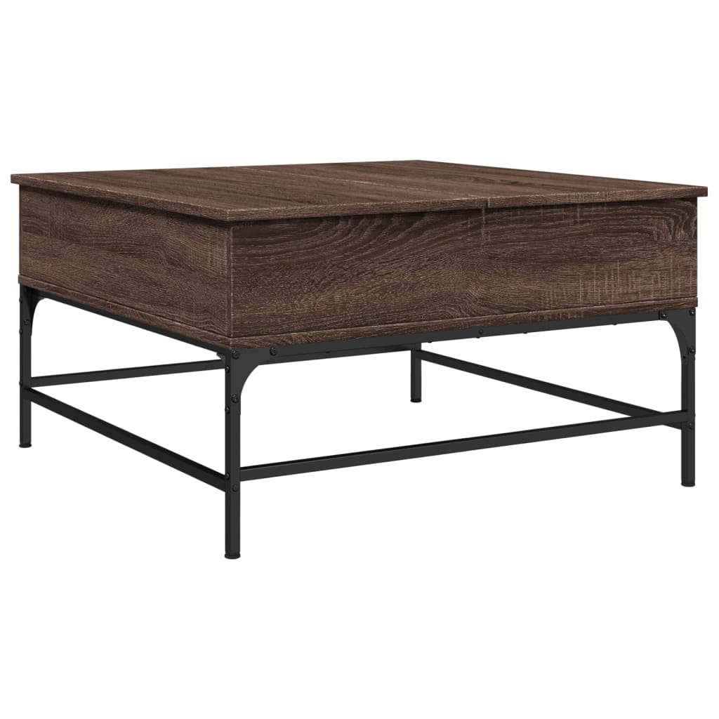Table basse chêne marron 80x80x45 cm bois d’ingénierie et métal - Tables basses