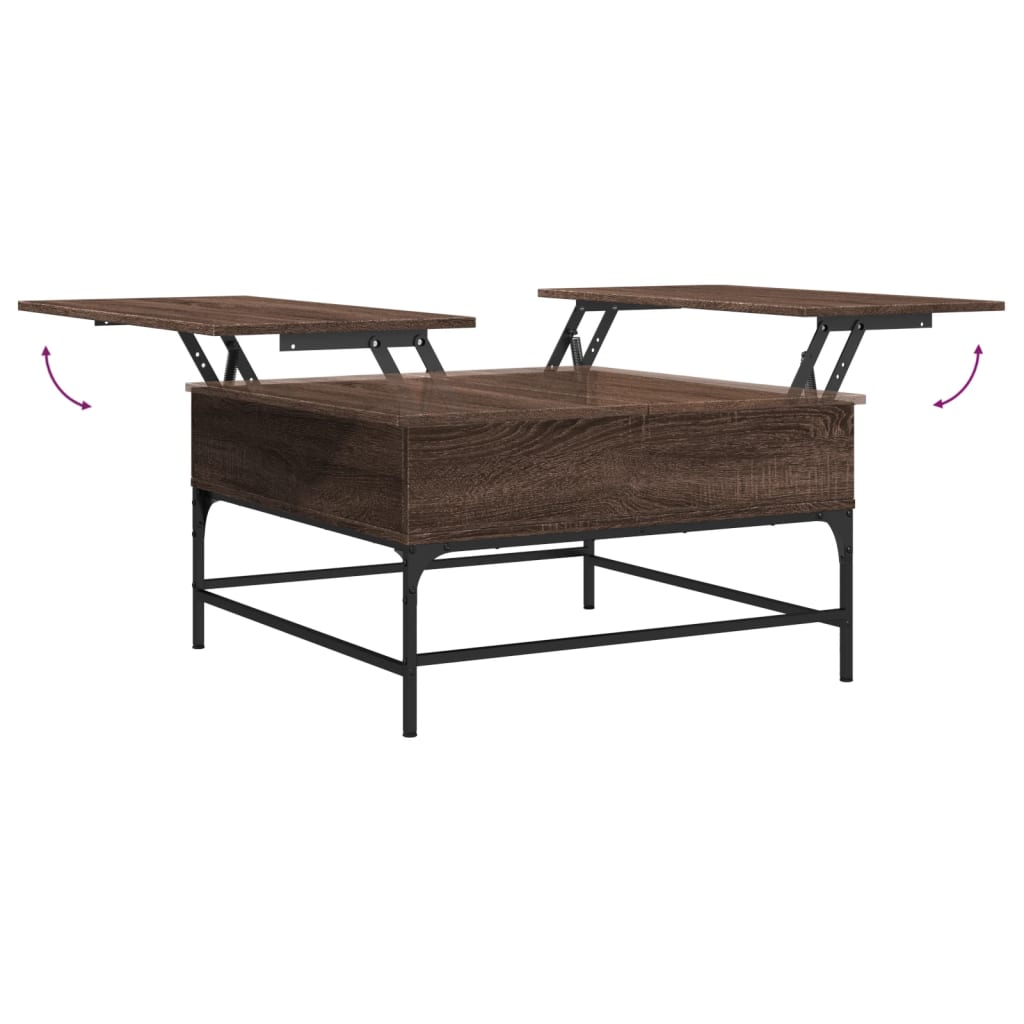 Table basse chêne marron 80x80x45 cm bois d’ingénierie et métal - Tables basses