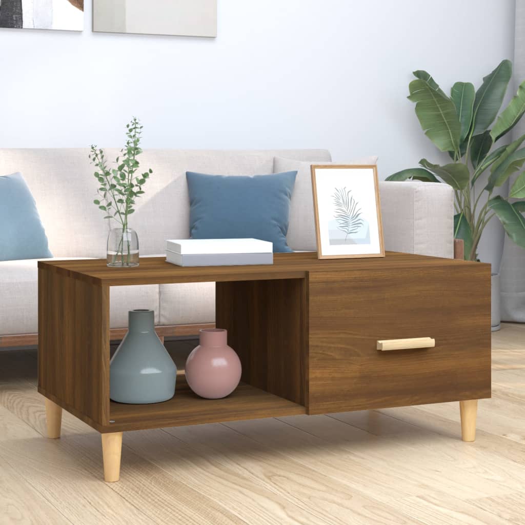 Table basse chêne marron 89,5x50x40 cm bois d’ingénierie - Tables basses